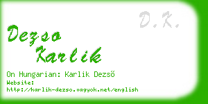 dezso karlik business card